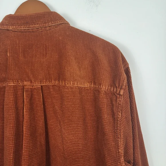 Territory Ahead Corduroy Waffle‎ Orange Heavy Button Front Shirt Shacket Large - Picture 5 of 8